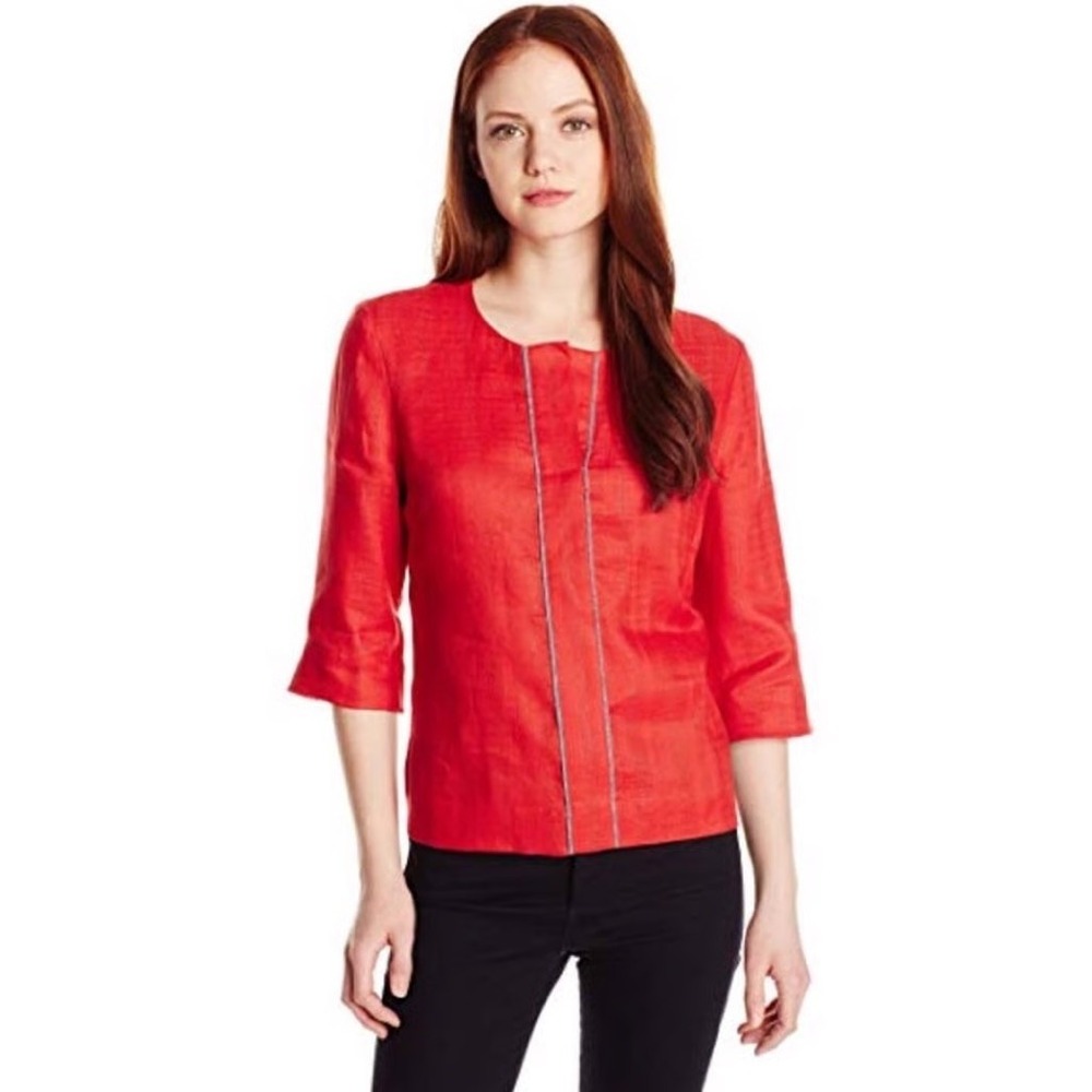 Pendleton Women's Lora Shirt Cayenne Textured Linen‎ Weave 6